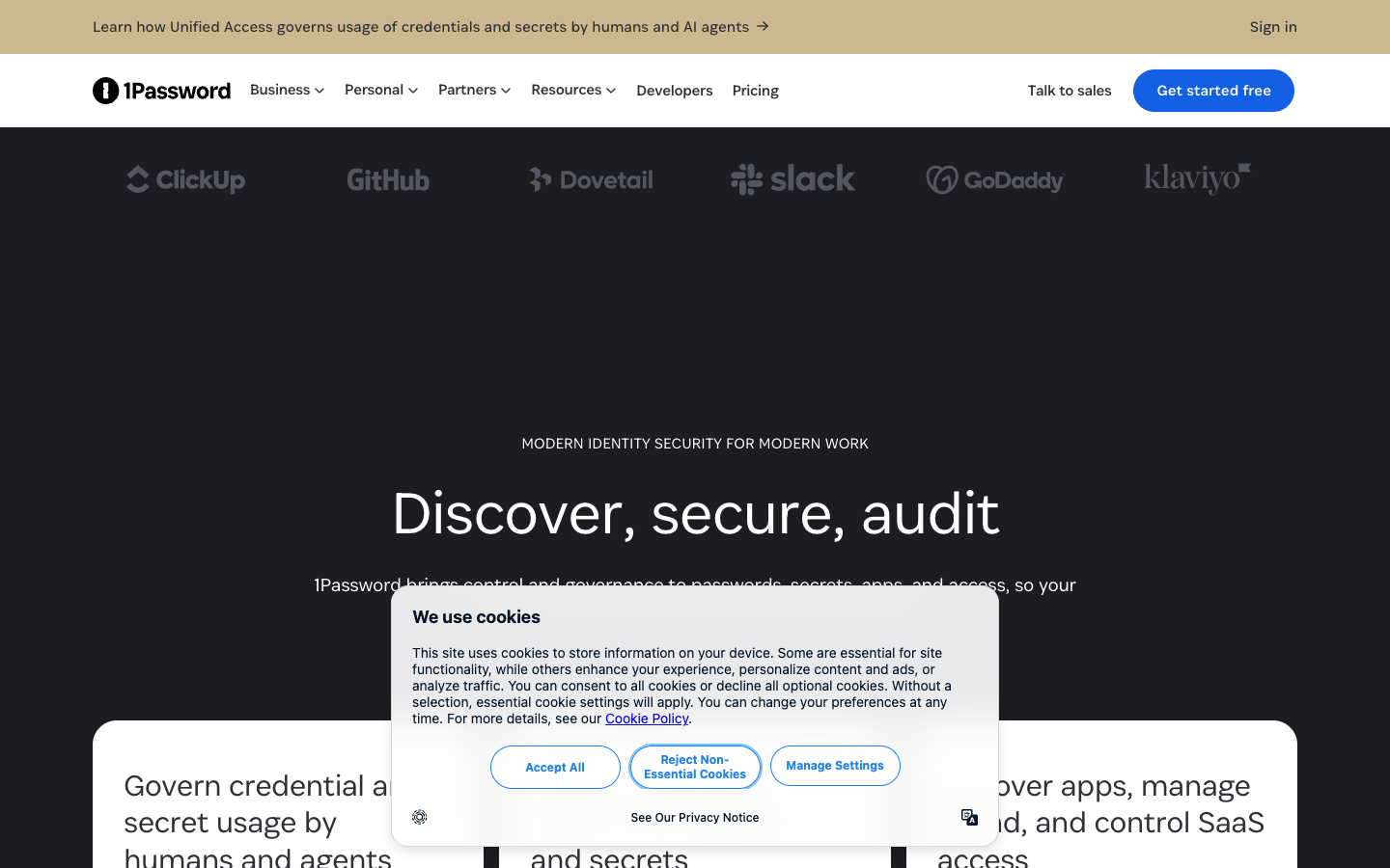 1Password lower page