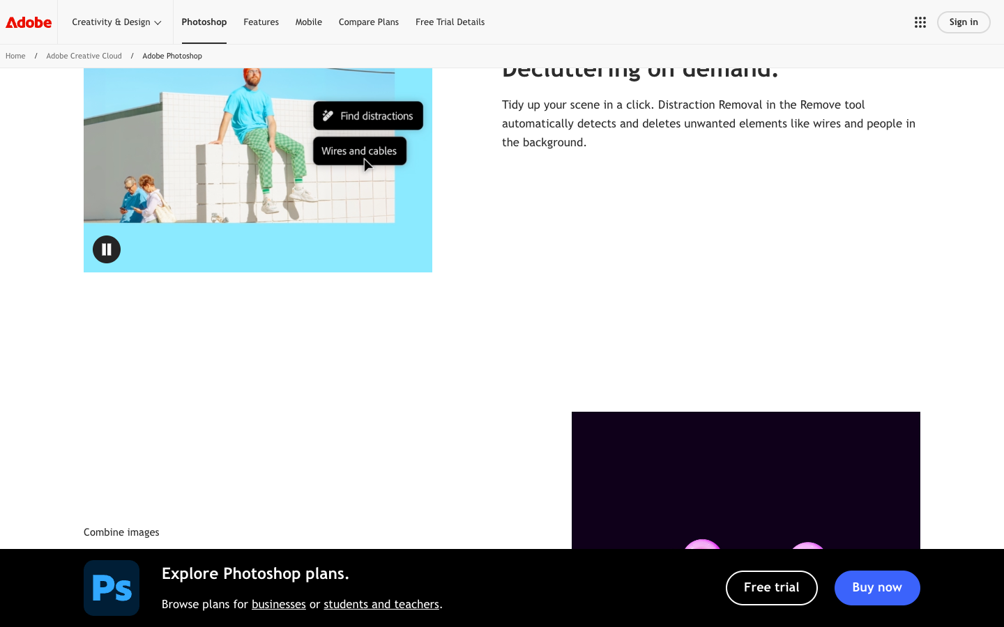 Adobe Creative Cloud mid-page