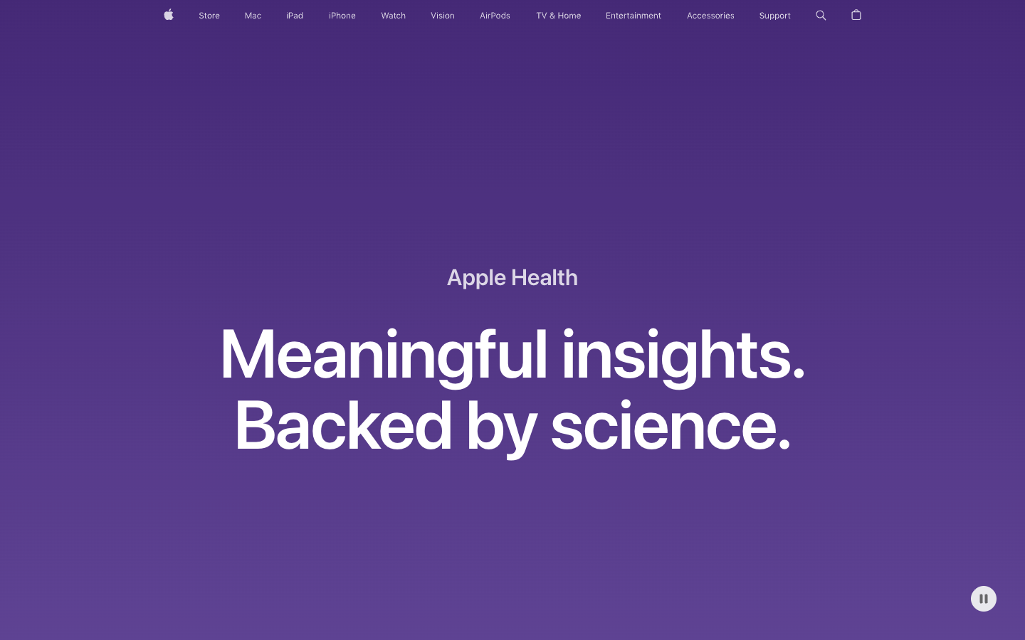 Apple Health above the fold