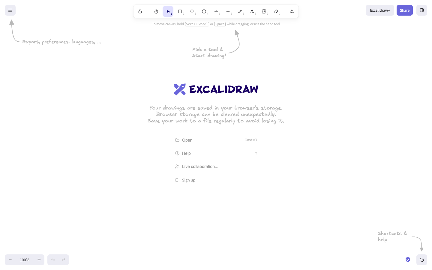 Excalidraw above the fold