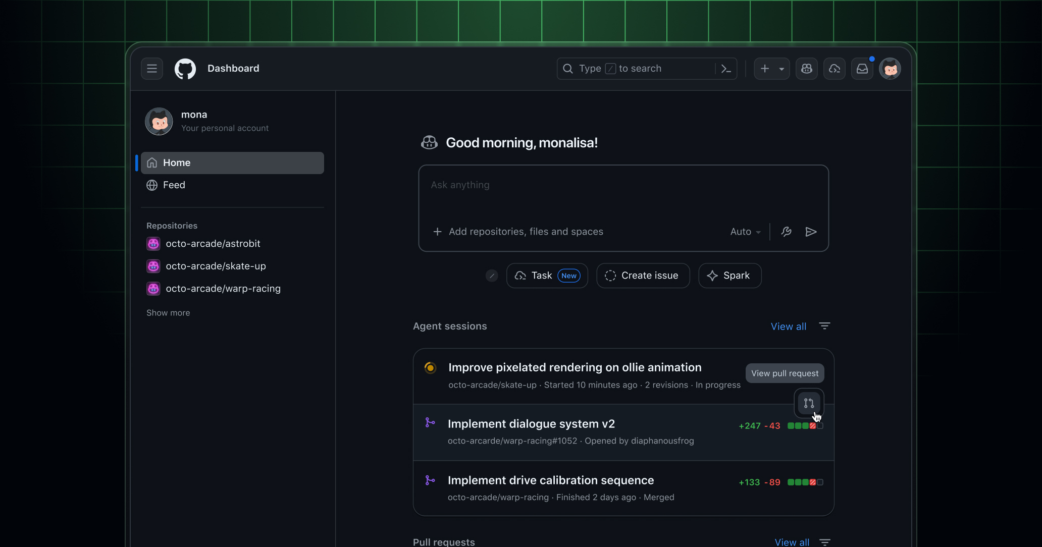 GitHub above the fold