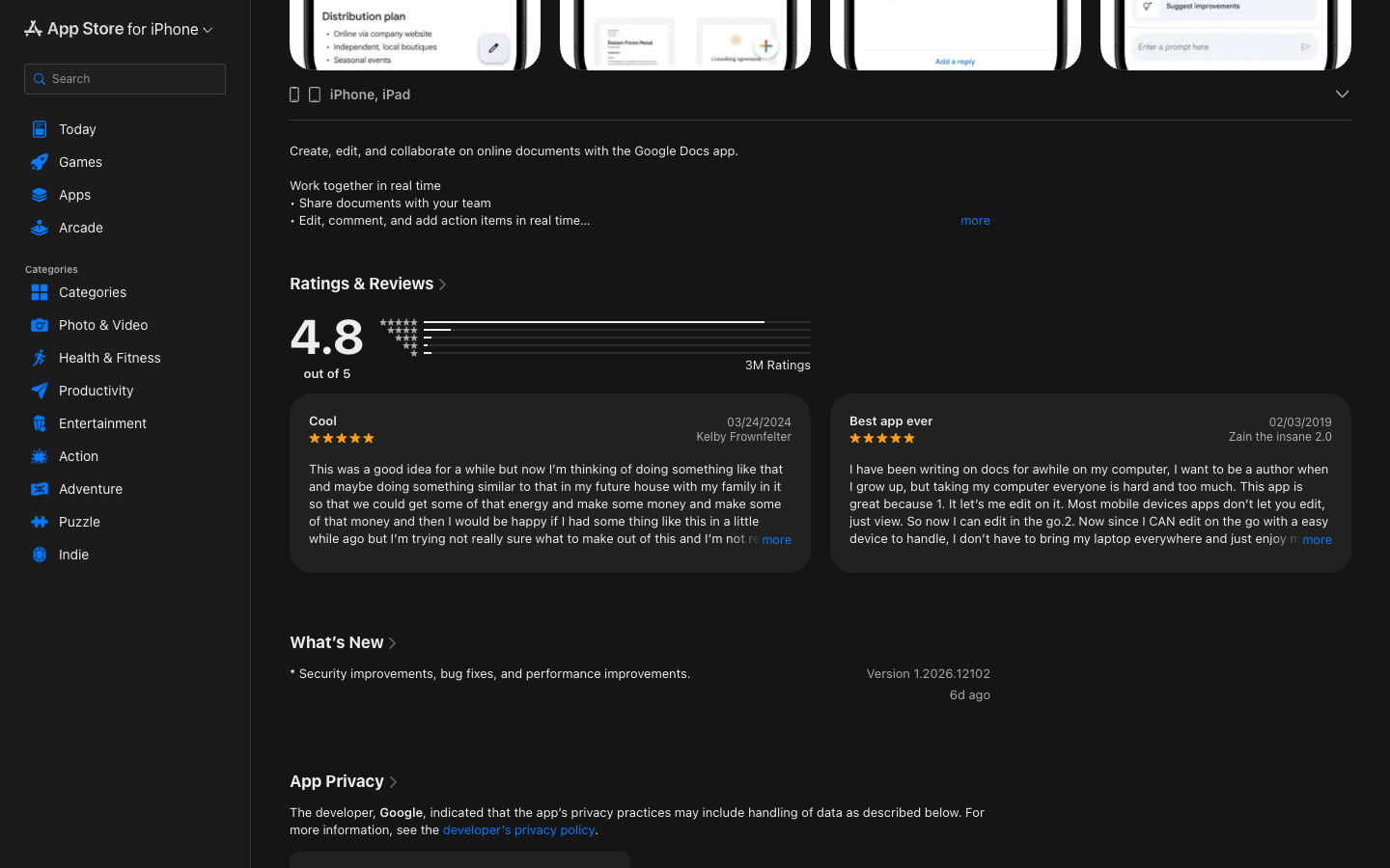 Google Docs mid-page