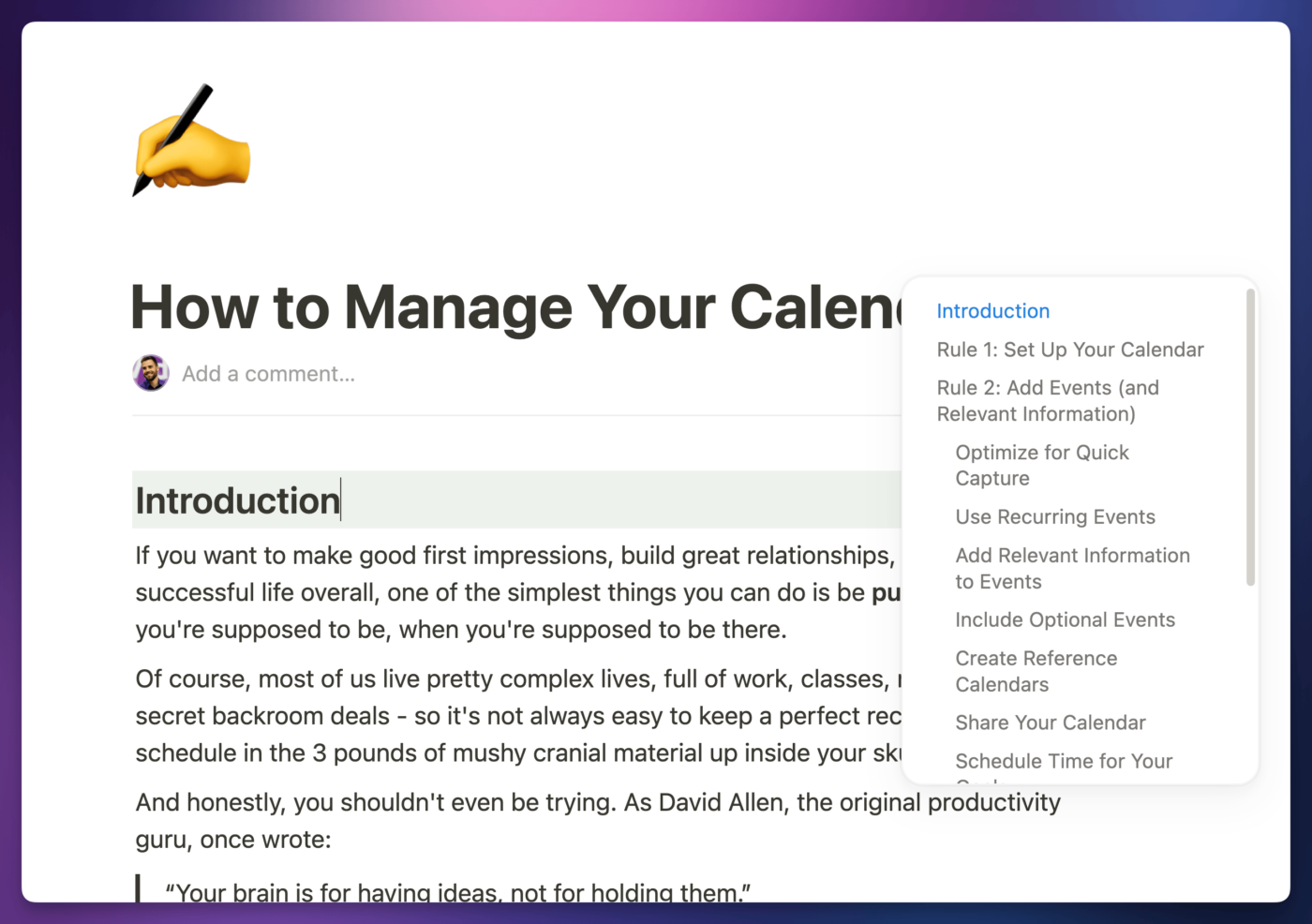 Notion lower page
