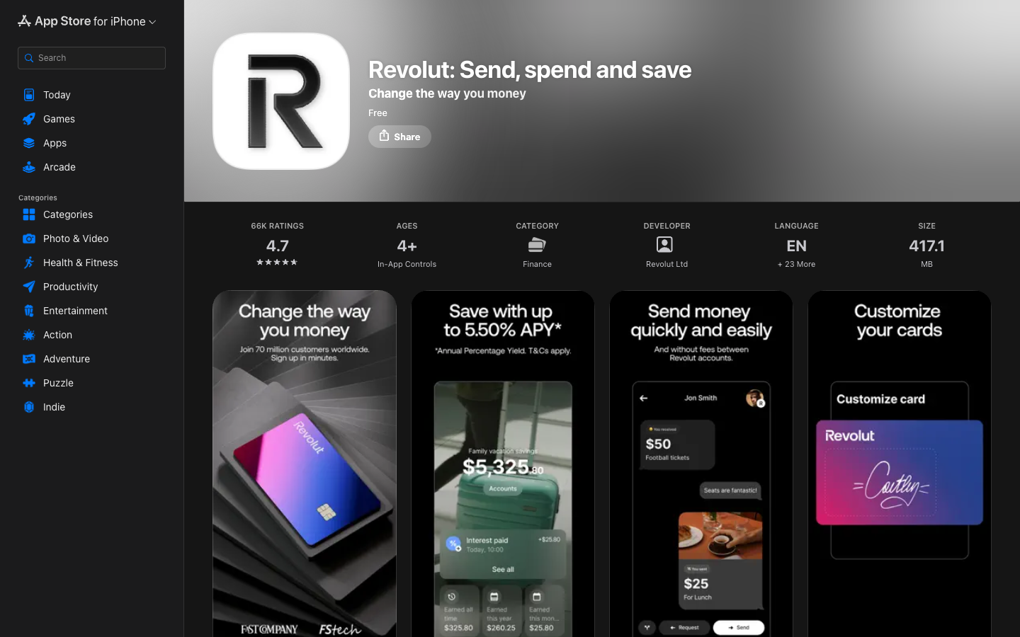 Revolut above the fold