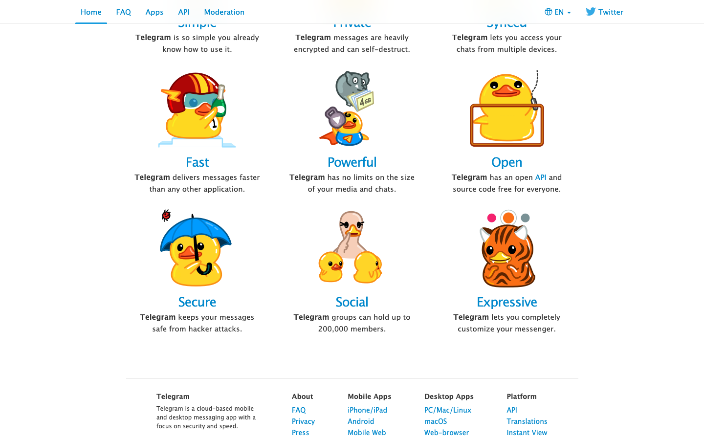 Telegram lower page