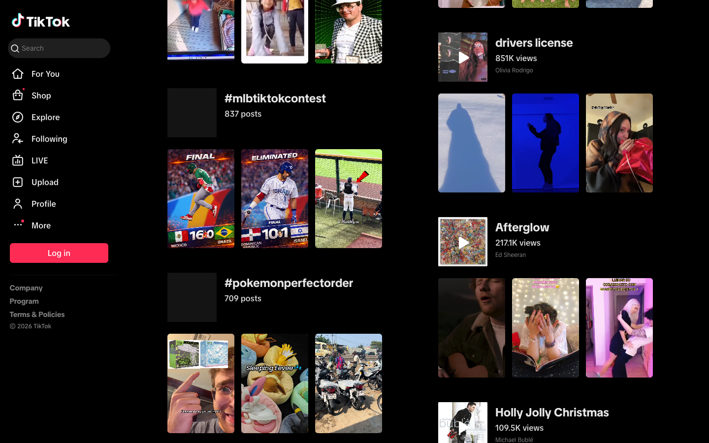 TikTok lower page