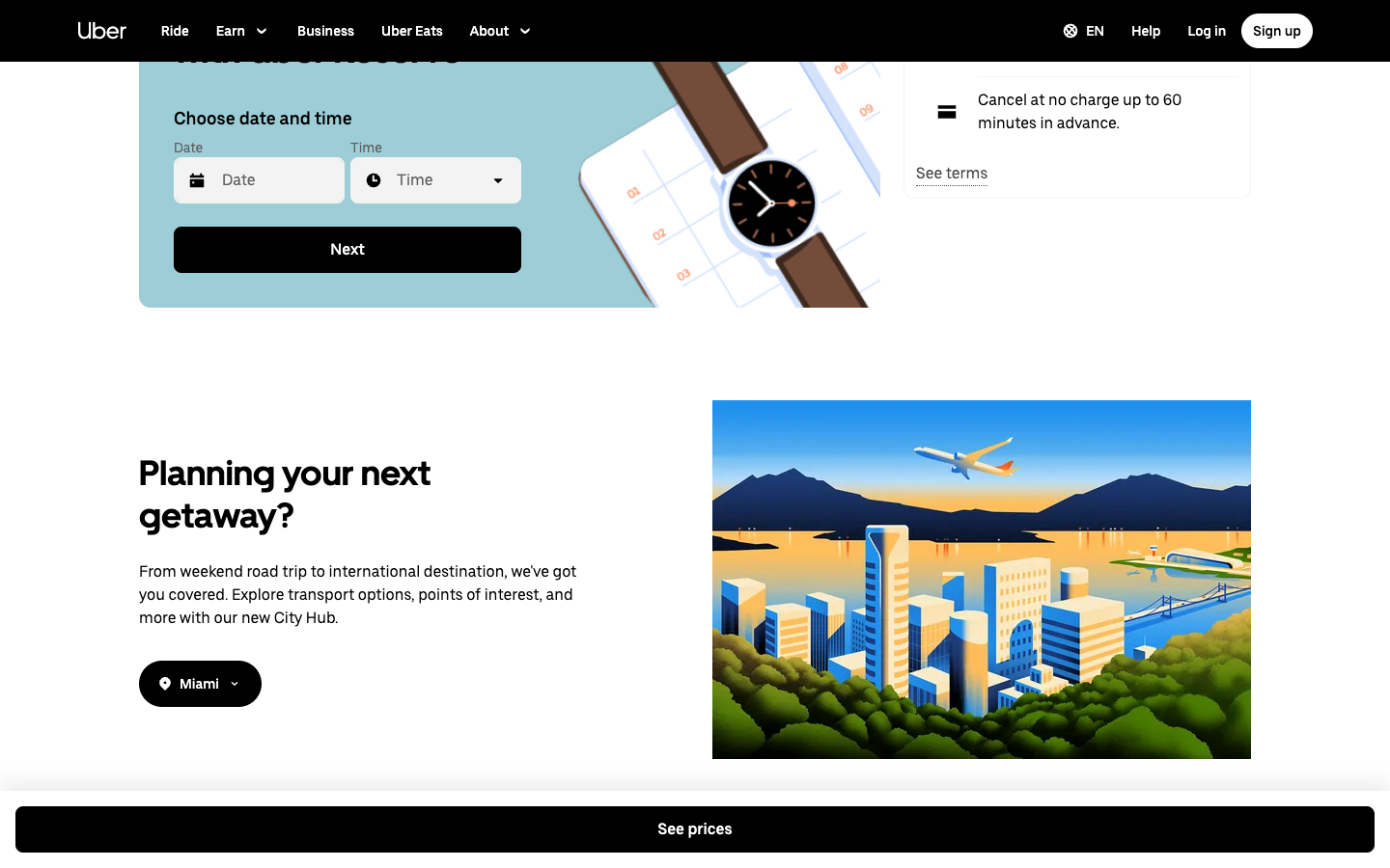 Uber lower page