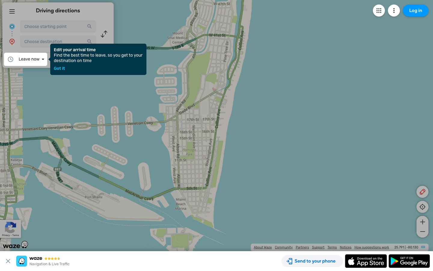 Waze lower page