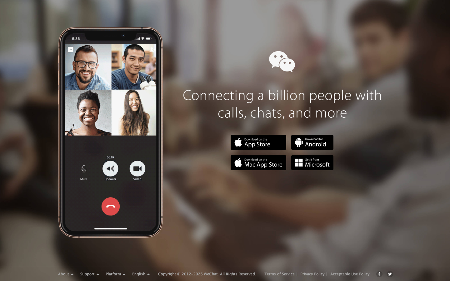 WeChat above the fold